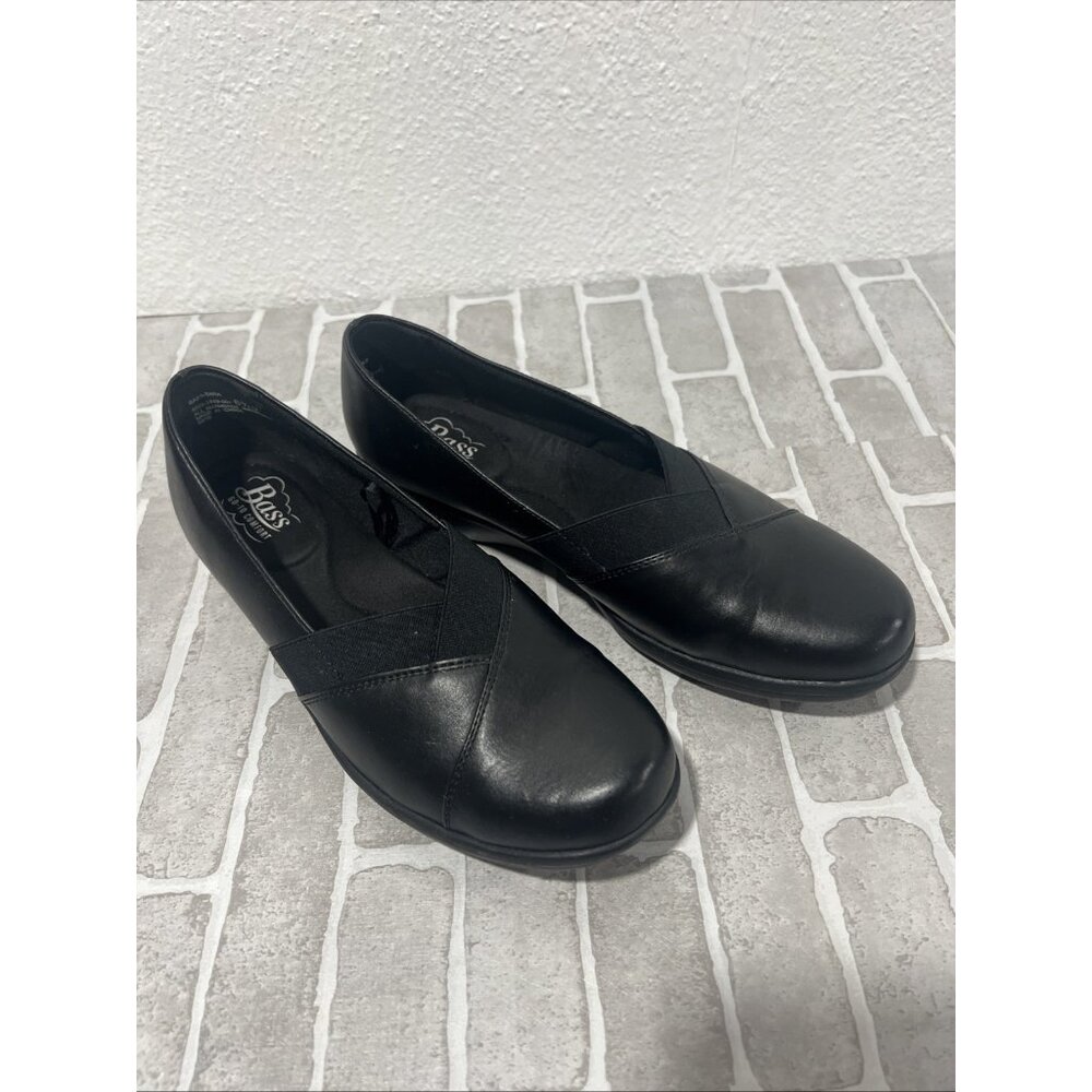 Bass-Lite ELEANOR Loafers‎ Womens Size 6.5 Black Layered Leather GO-TO Comfort
